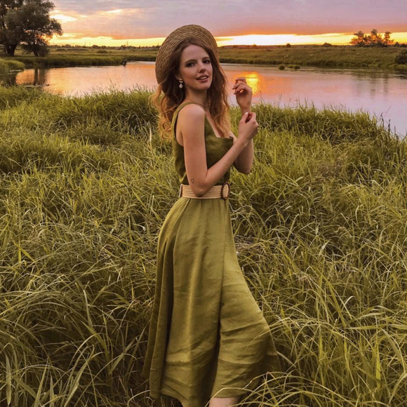 (Designer) Feminine, Summer Dress, Green, 00 - 12 - Picture 1 of 3